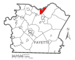 Map of Upper Tyrone Township, Fayette County, Pennsylvania Highlighted